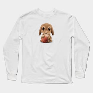 Cute Baby Bunny Playing With Basketball Long Sleeve T-Shirt